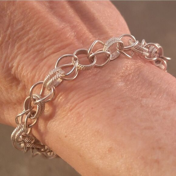 Sterling ITALY Handcrafted Fancy Link Bracelet - Picture 2 of 7